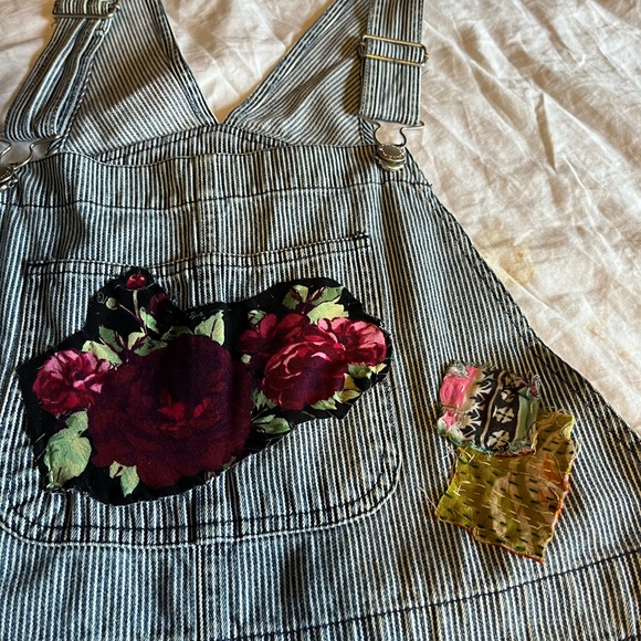 Floral Patchwork Upcycled Jean Jumpsuit - Picture 5 of 10